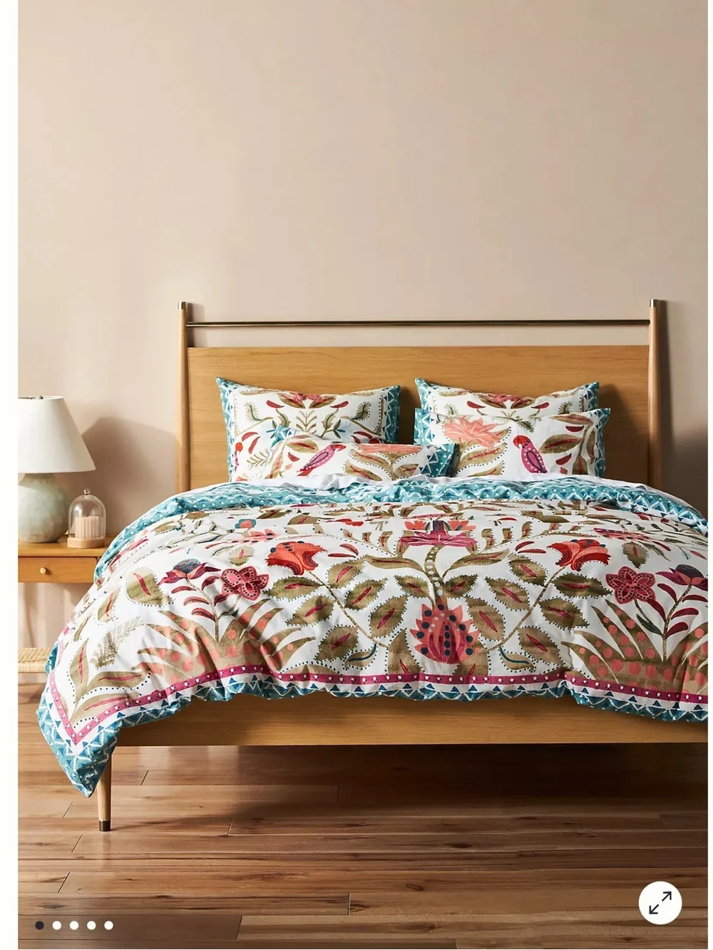 Anthropologie Manolo King Duvet Button Cover & 2 Pillow Shams Bedding Set Cotton